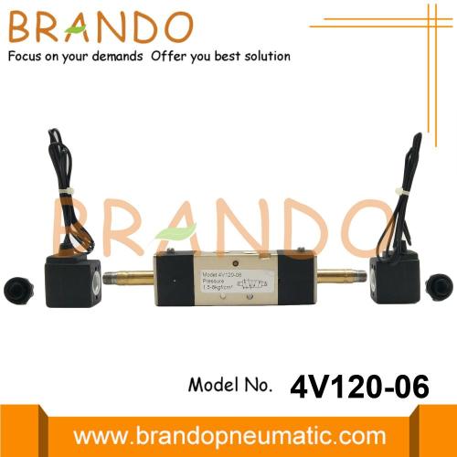 1/8 &#39;&#39; BSPT 4V120-06 الملف اللولبي الهوائي الصمام 24VDC 220VAC