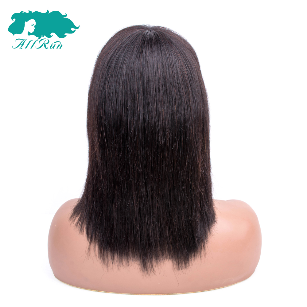 Soft And Cheap Machine 10A Nature Color Straight Wigs With Bang 12 Inch Brazilian Hair Wholesale In Stock,100% Human Hair