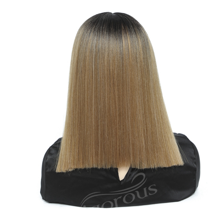 Vigorous wholesale fashion 14 inch cheap price new ombre brown straight handmade short synthetic hair lace front wig