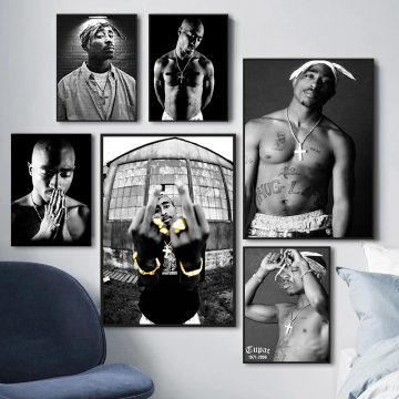 Rapper Tupac: Celebrating the Iconic Hip Hop Legend in Black and White Canvas Prints, Posters & Art Pictures - Perfect Wall Decor for Fans