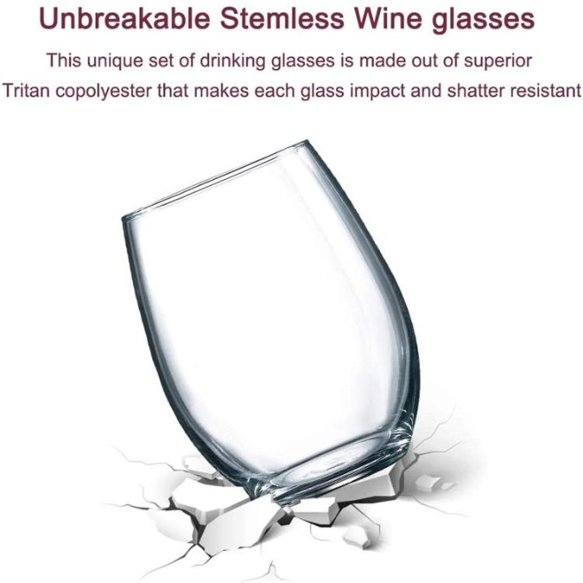 Best Selling Unbreakable Elegant Stemless Wine Glasses Shatterproof Glassware Cocktails Cups