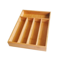 JOYWAVE Bamboo Cutlery Organizer Tray - 5 Slot Silverware Holder