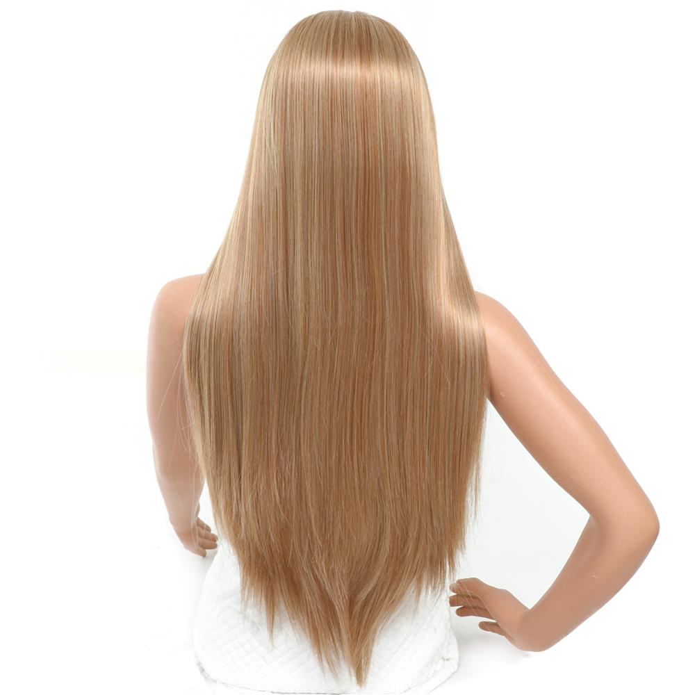 MYZYR straight hair high-quality synthetic wigs, 30-inch heat-resistant wigs of various colors, noble golden synthetic wigs