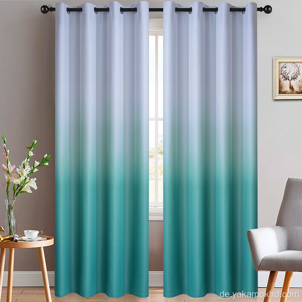 Teal Gradient Blackout Curtains