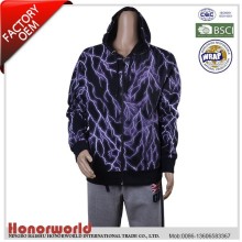 BSCI approved factor80% cotton 20% polyester allover lighting print sweatshirts / allover lightiing print hoodie / fashion hoody