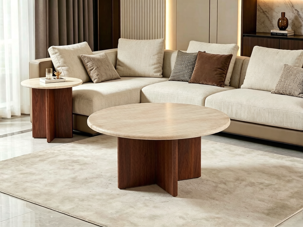 BR-CT-6106 Журнальный столик с мраморной столешницей7 BR-CT-6106 marble top coffee table7