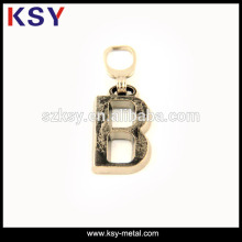 Mini letter type metal zipper puller fittings for clothing
