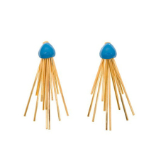 Needle styled drop earring gold plating drop earring with blue hate