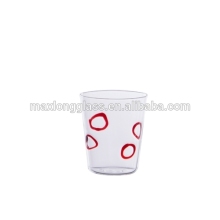 Borosilicate Glass with red circles.