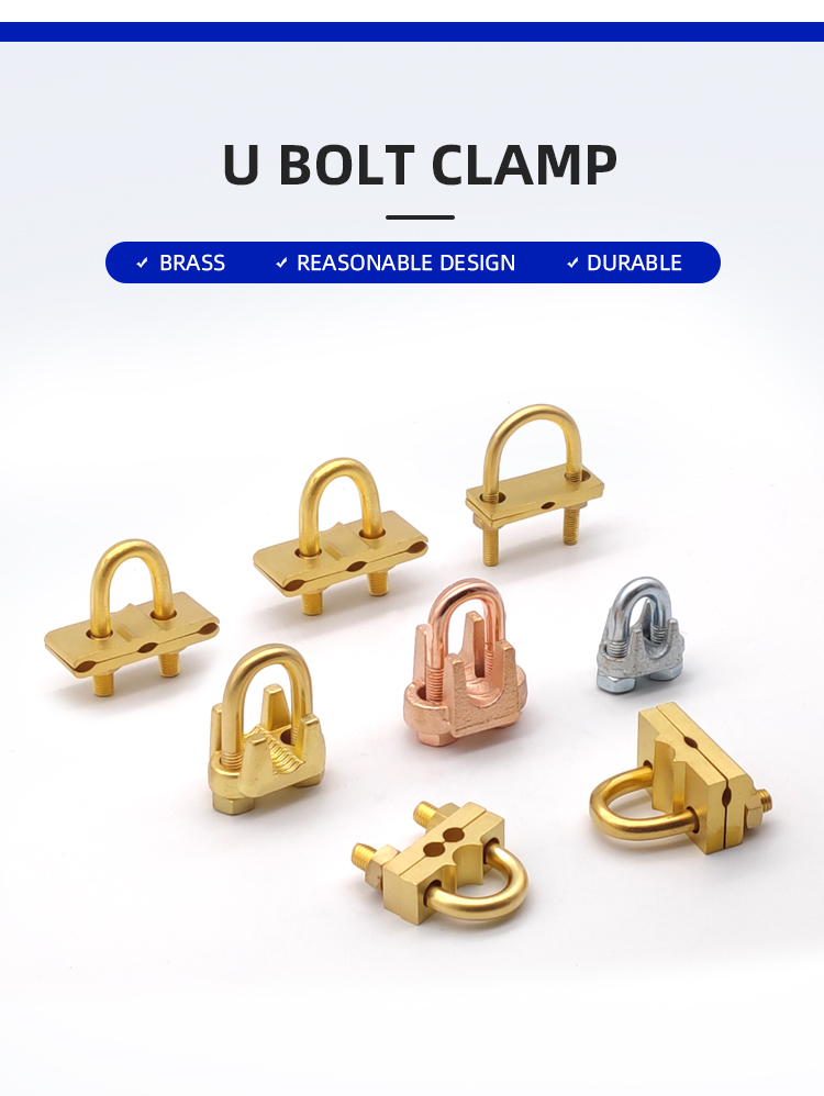 Factory Supply Earth Rod Clamp Brass U Bolt Clamp Electrical Cable Connector