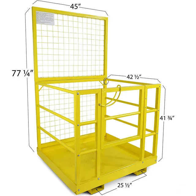 2 Man Work Platform Lift Basket Aerial Fence Rails Forklift Safety Cage