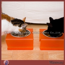 Orange Small Perspex Cat Bowl Stand Rack