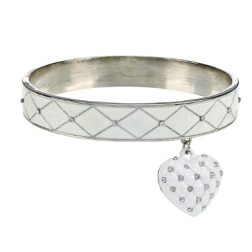 Fashion jewelry silver bangle with diamond heart