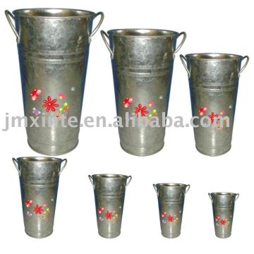 galvanized round garden flower pot
