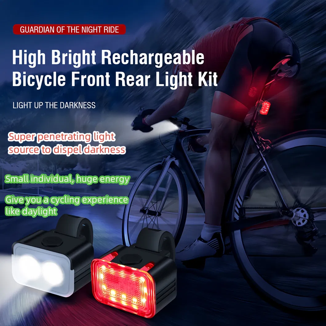 USB Rechargeable Waterproof LED Bike Light Set for Safe Night Riding