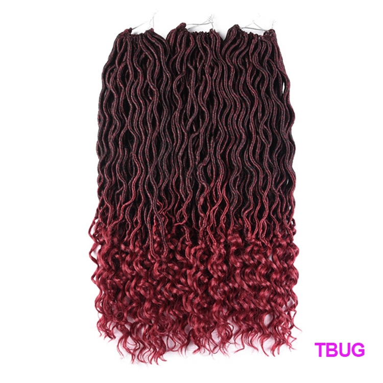 18 Inch 24 Strands Faux Locs Laux Crochet Hair Curly Ends Soft Synthetic Braid Hair