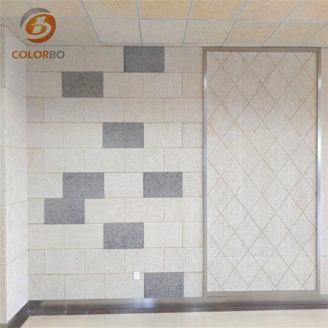 Rectangular Wood Wool Sound-Absorbing Wall Panel with Decorative Function