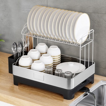 2 Tier Chrome Plated Metal Rack Dish Drainer