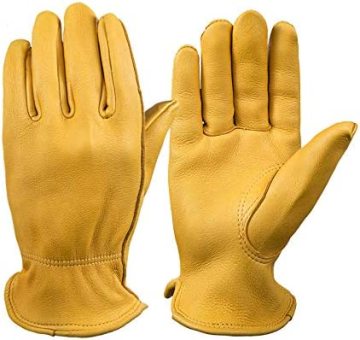 OZERO Leather Deerskin Work Gloves for Men and Women