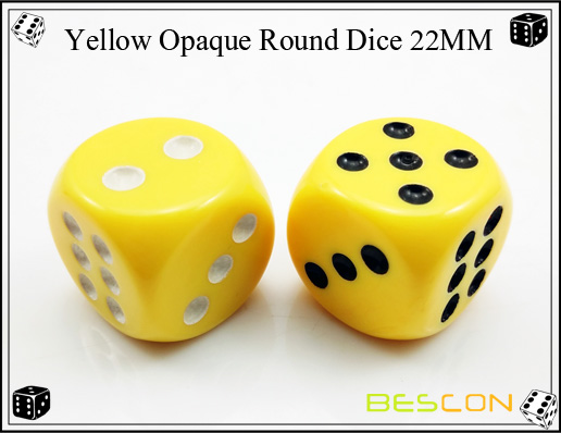 Yellow Opaque Round Dice 22MM Yellow Opaque Round Dice 22MM