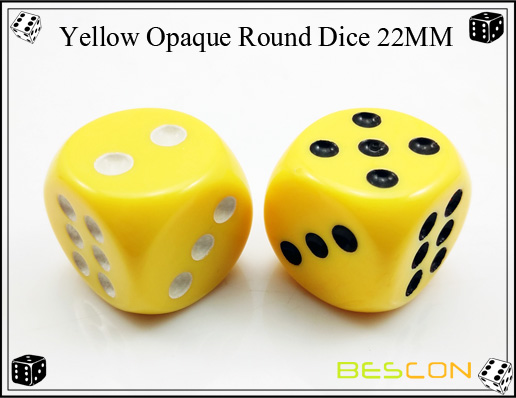 Yellow Opaque Round Dice 22MM