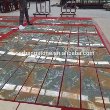 Blue and gold color mable tiles for five star hotel flooring tiles