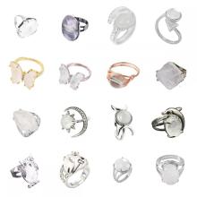 Assorted Natural Quartz Stone Rings Owl Shape Ring for Women Quartz Crystal Heart Rings for Girl Women Wedding Adjustable ring