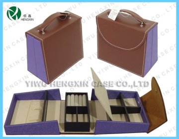 Brown leather cosmetic box,beauty makeup case