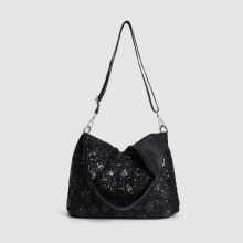 Black sequined ladies crossbody bag