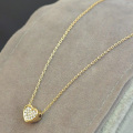 Enkel guld pläterad kedja hjärta halsband med kristall stenar