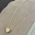 Simple Gold Plated Chain Heart Necklace With Crystal Stones