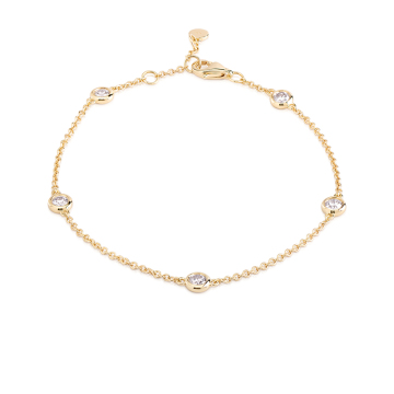 Elegant 18K Gold Five-Diamond Bracelet