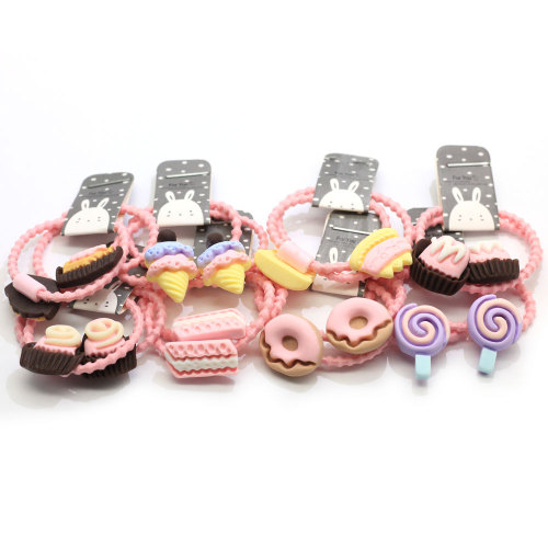 Bulk 100Pcs Pastel Baby Girl Child Kids Elastic Hair Band Sweet Dessert Decoration Rubber Hair Band Headband Ponytail Holder