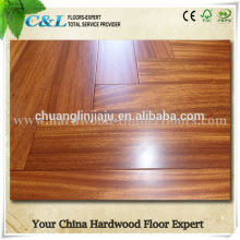Gloss solid prefinished Iroko hardwood floor parquet