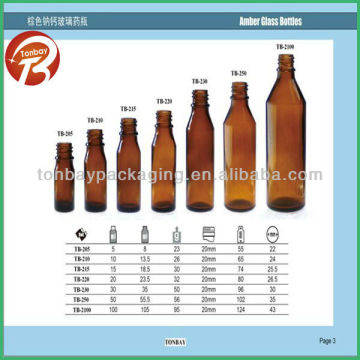 5ml-250ml soda-lime USP Type III amber glass bottle-high quality