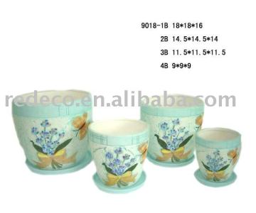 Flower pattern ceramic pot