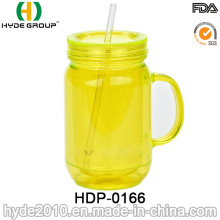 16oz подгонять BPA бесплатно пластиковые пивная кружка с ручкой (HDP-0166)