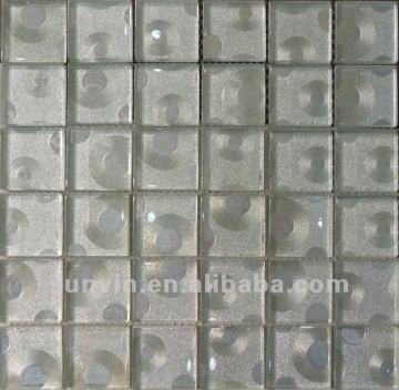 Wall paper looking glass mosaic tile white color 48x48