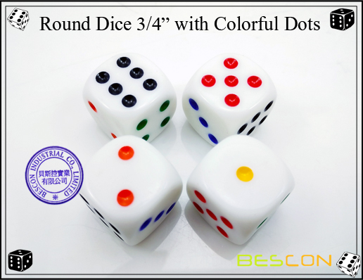 Round Dice 19MM con Colorful Dots-3 Round Dice 19MM with Colorful Dots-3