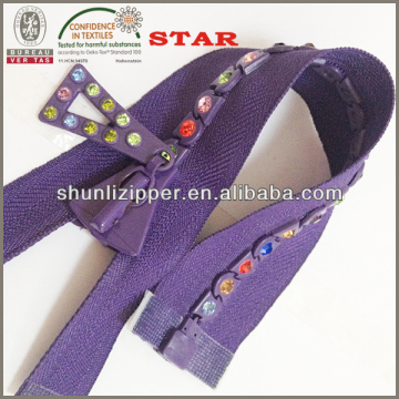 plastic diamond zipper