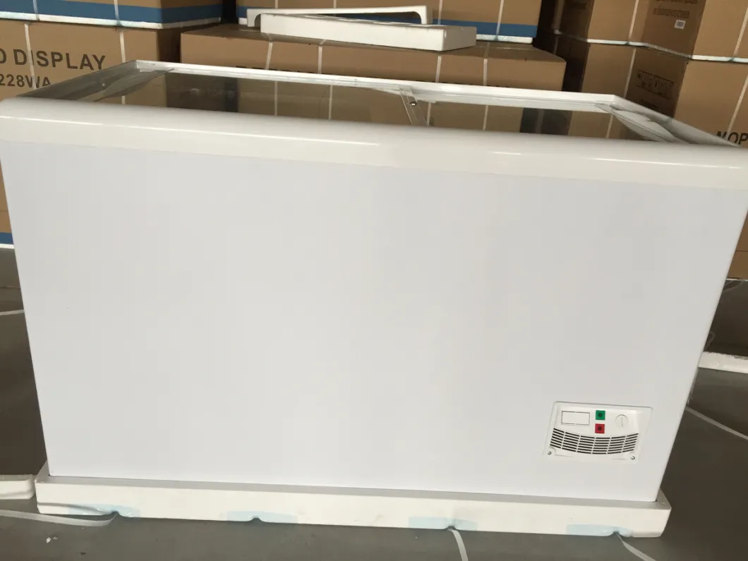 336L Flad Sliding Double Glass Door Chest Deep Freezers