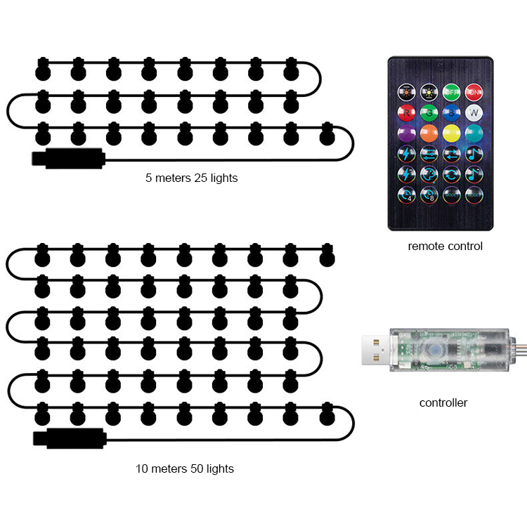 Smart Light App Control Outdoor RGB Solar Powered String Light LED Christmas Light String
