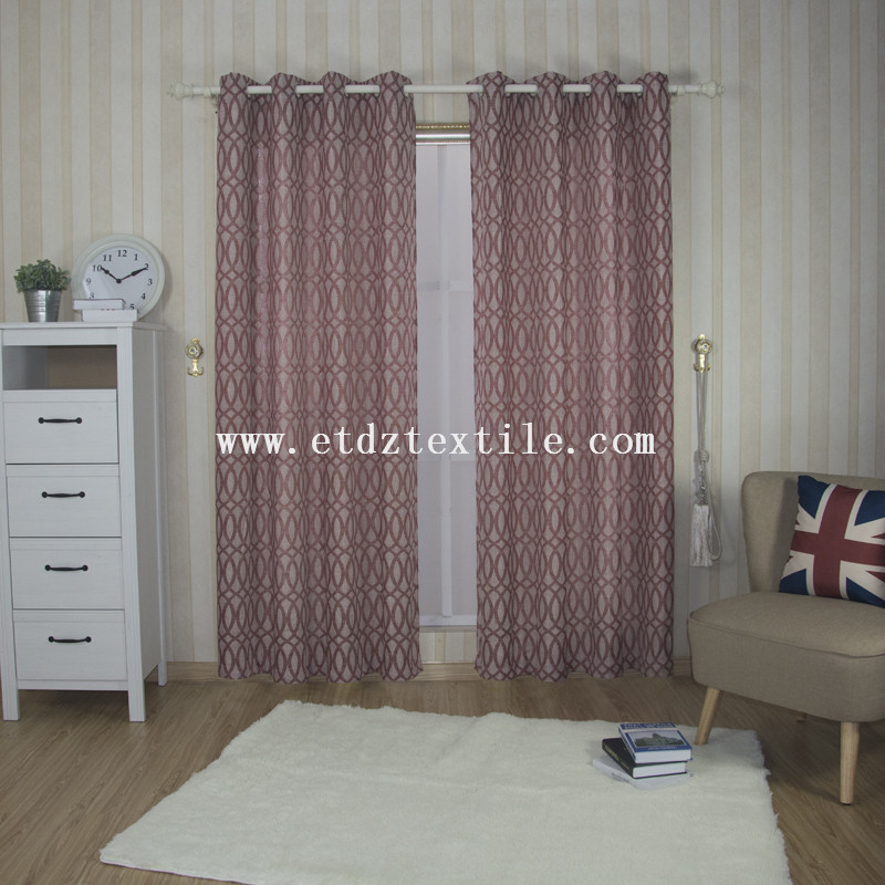 6008 Red Color High Grade Typical Linen Like Jacquard Curtain