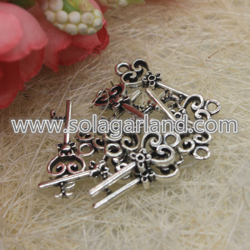 21 * 9MM Antik Silver Key Charms Hängsmycken För Smycken Making