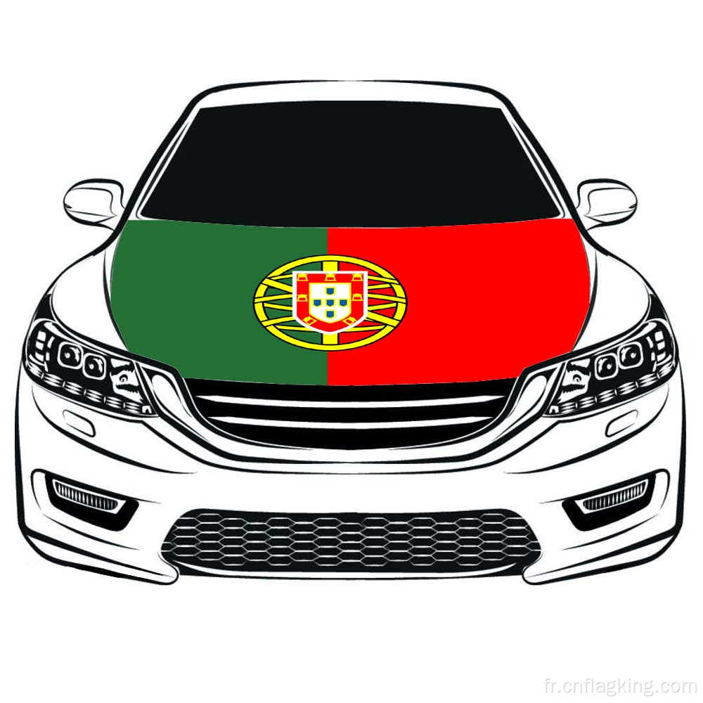 La coupe du monde 100*150 cm drapeau du Portugal drapeau de capot de voiture les tissus élastiques peuvent être lavés