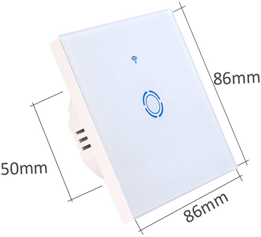 Remote Control Light Electronic Alexa Glass Panel Switch 220V Wall Switch Touch 1 Gang White Glass Touch Panel Light Switch