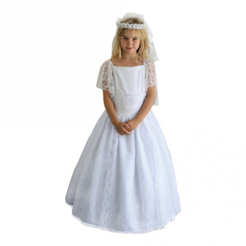 2017 Hot Selling White Lace Embroidered Cute Girl Sweet Communion Dresses