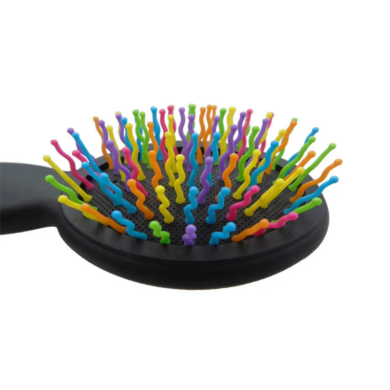 Mini Rainbow Volume Hairbrushes Detangling Hair Brushes Hair Curl Straight Magic Combs with Mirror Rainbow Hair Brush