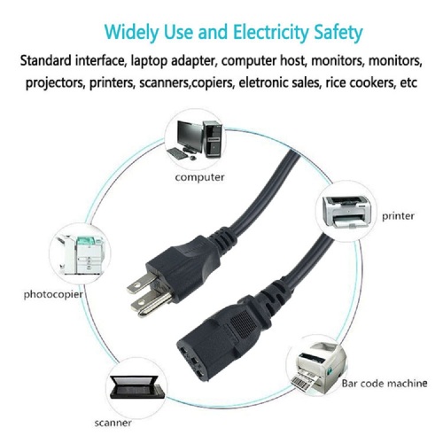 1,2 m amerikansk kontakt IEC60320 C13 nätkablar