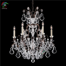 Decorative Wrought Iron Chandelier Lighting with clear crystal